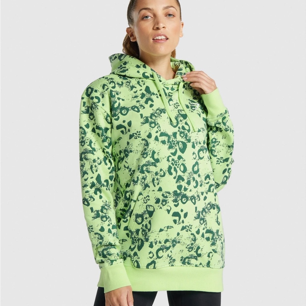 Gymshark Oversized Lime and Dark Green Animal Print Women’s Hoodie